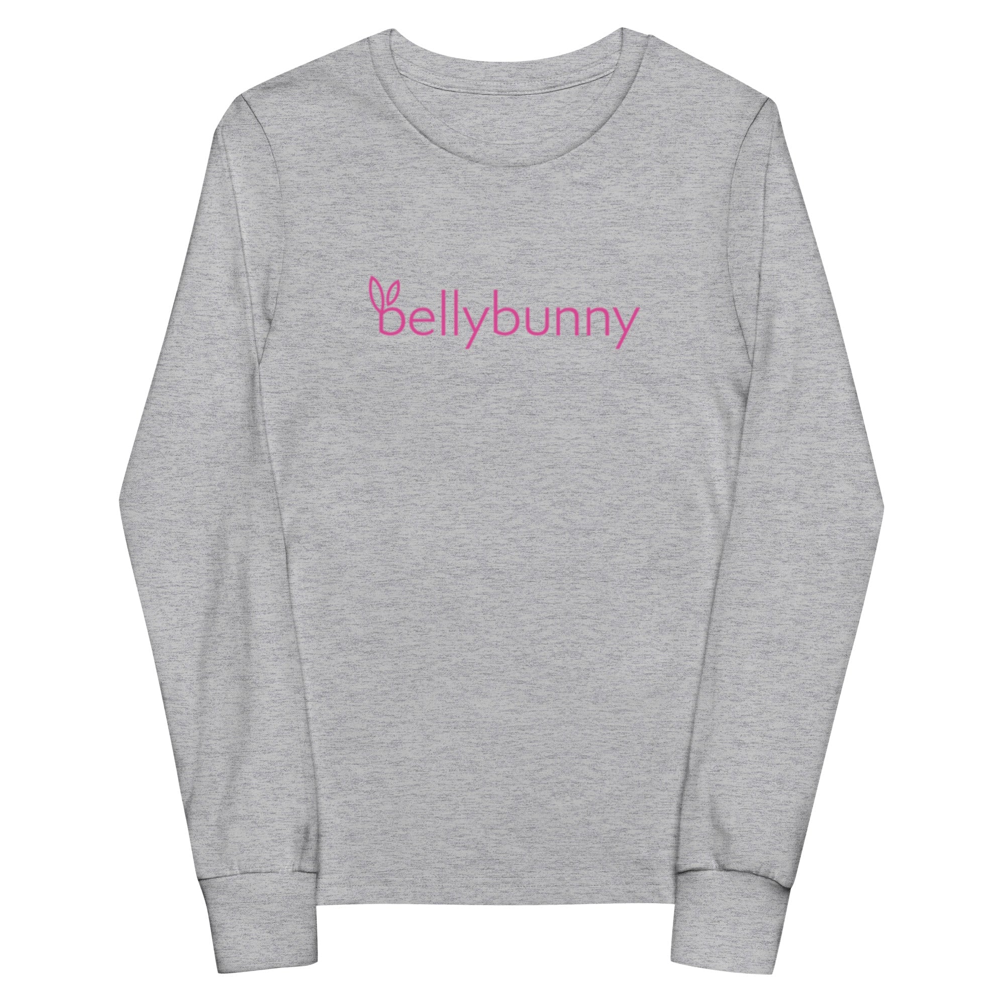 Bellybunny-Youth Long Sleeve T-Shirt-Athletic Heather-pink logo