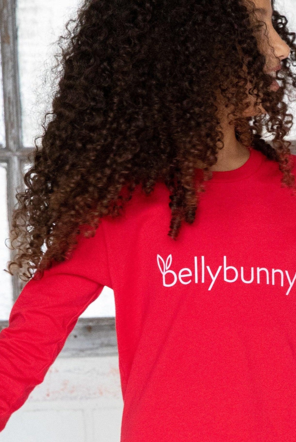 Bellybunny-Youth Long Sleeve T-Shirt-red with white logo