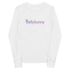 Bellybunny-Youth Long Sleeve T-Shirt-white with purple logo