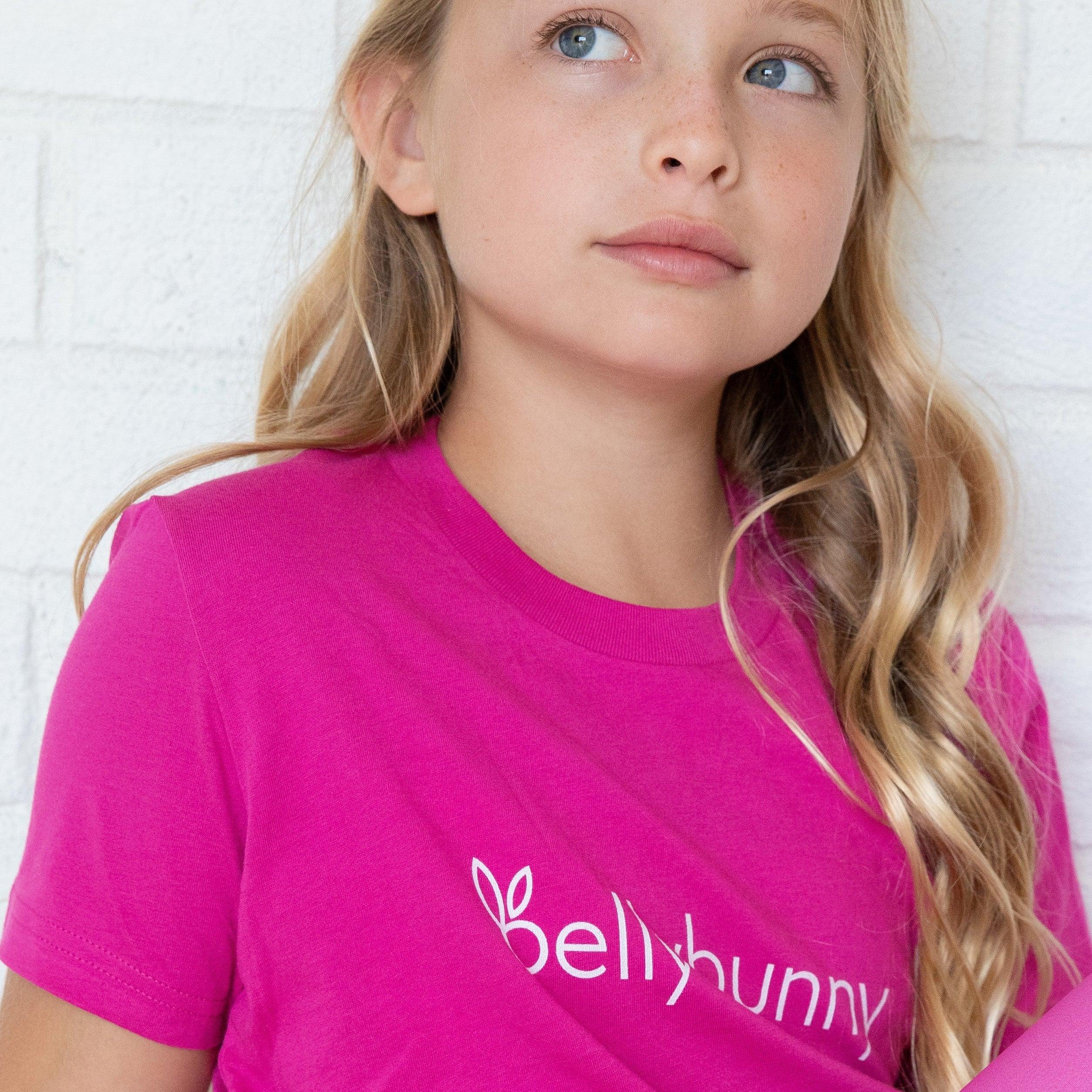 Bellybunny-Youth Short Sleeve T-Shirt-Pink with white logo