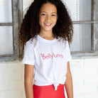 Bellybunny-Youth Short Sleeve T-Shirt-White with red logo