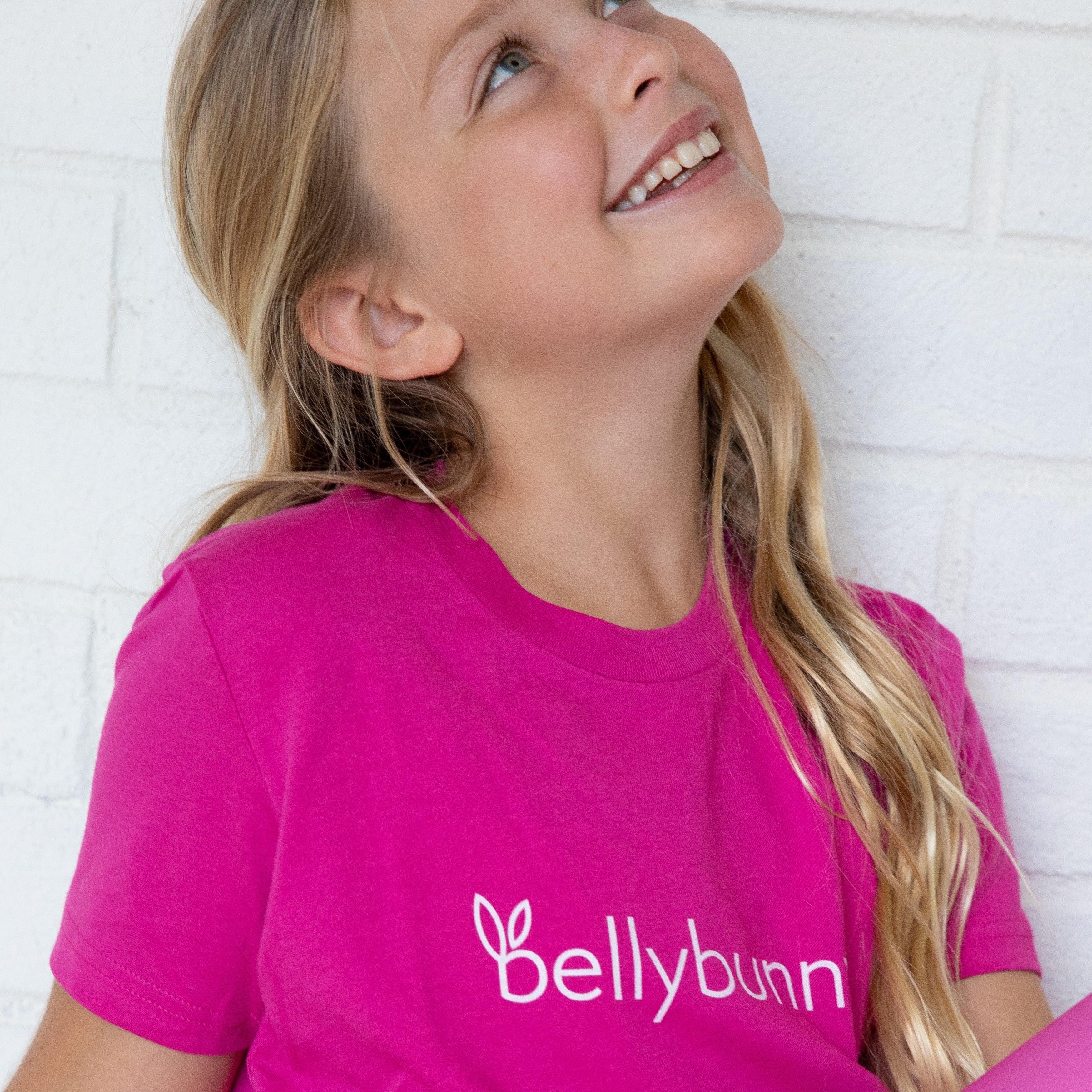 Bellybunny-Youth Short Sleeve T-Shirt-Pink with white logo