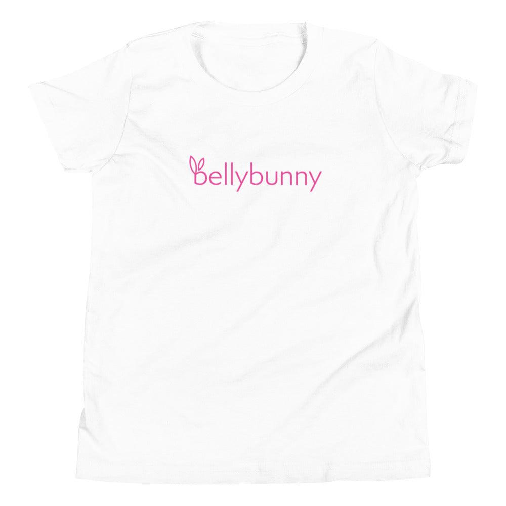 Bellybunny-Youth Short Sleeve T-Shirt-White-with pink logo