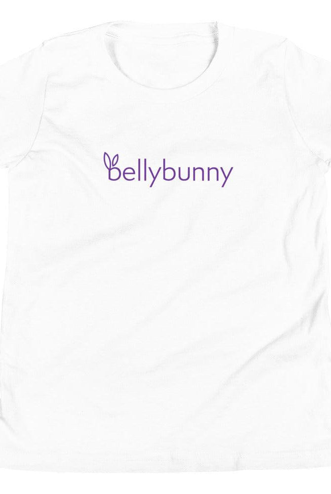 Bellybunny-Youth Short Sleeve T-Shirt-white with purple logo